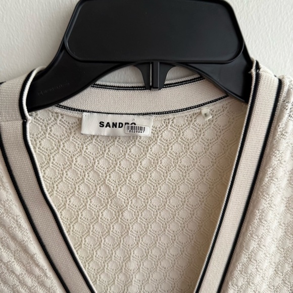 Sandro Molina Button Front Maxi Black & White Striped Sweater Dress - Picture 6 of 8